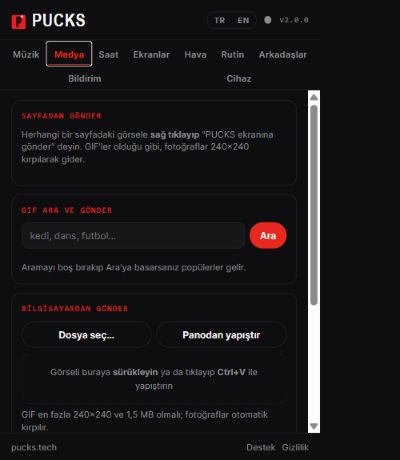 PUCKS browser extension media sender