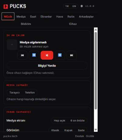 PUCKS browser extension music controls